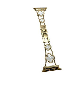 Apple Watch Band Gold Tone Clover Mother of Pearl 38/40/41 Luxury Link Bracelet